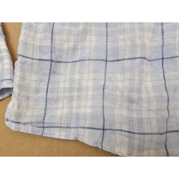 Peter Millar Linen Sport Shirt Men's XL Plaid Crown Sport Button Up Blue - Picture 2 of 13